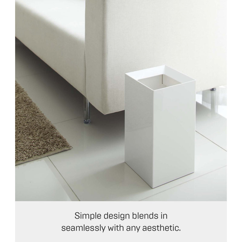 White ABS Plastic Modern Trash Can with Handle, 2.5 Gallons