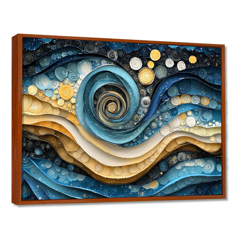 Weesner - Abstract Large Wall Art, H 30 po x l 40 po, Cadre flottant, Brun