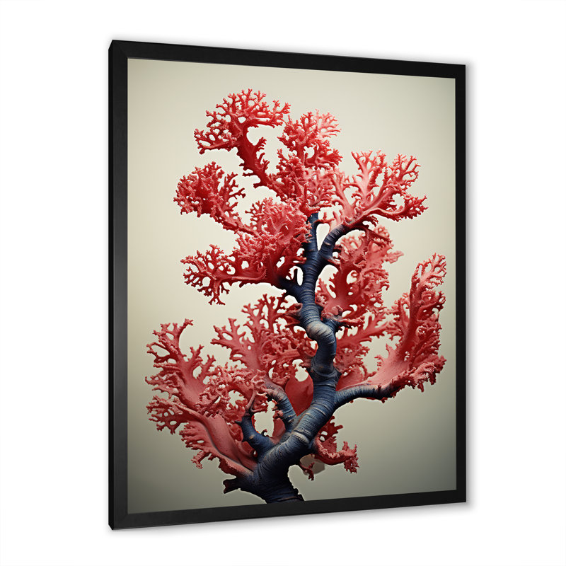 Beauté corail classique - art mural corail, Cadre photo noir, H 32 po x l 24 po x P 1 po