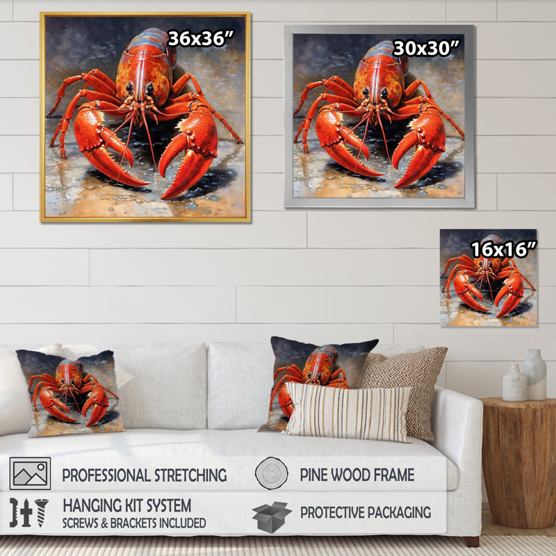 Rampants d'eau douce sur toile, H 16 po x l 16 po x P 1 po, Cadre flottant doré