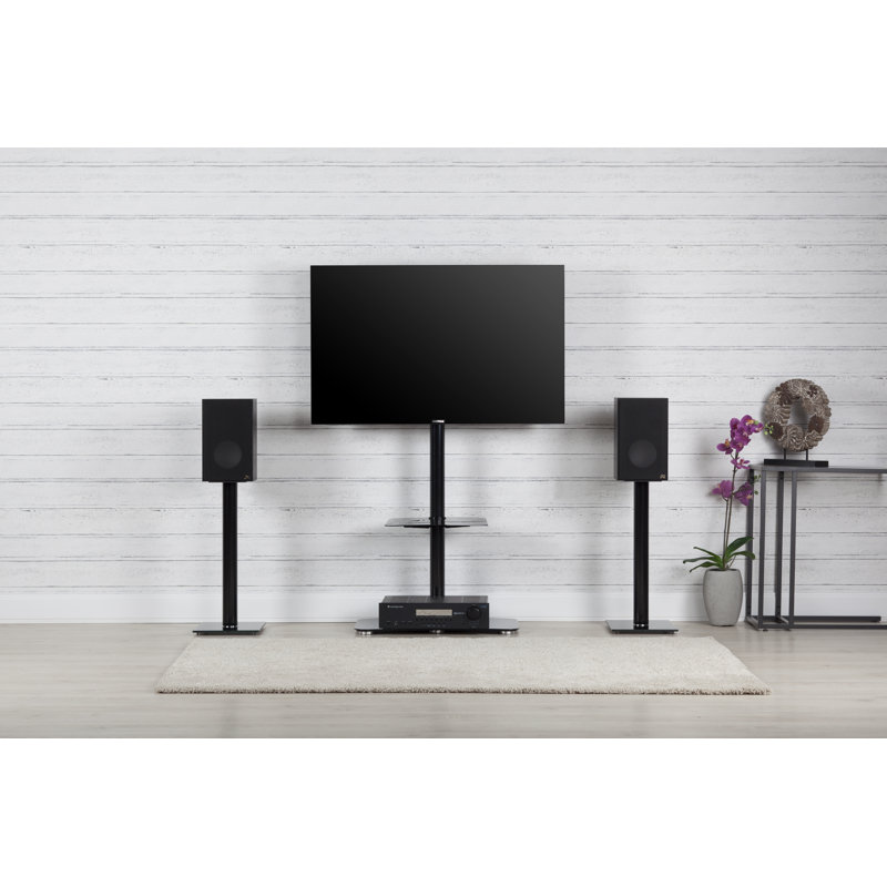 Support de plancher pivotant moderne avec tablettes, Noir