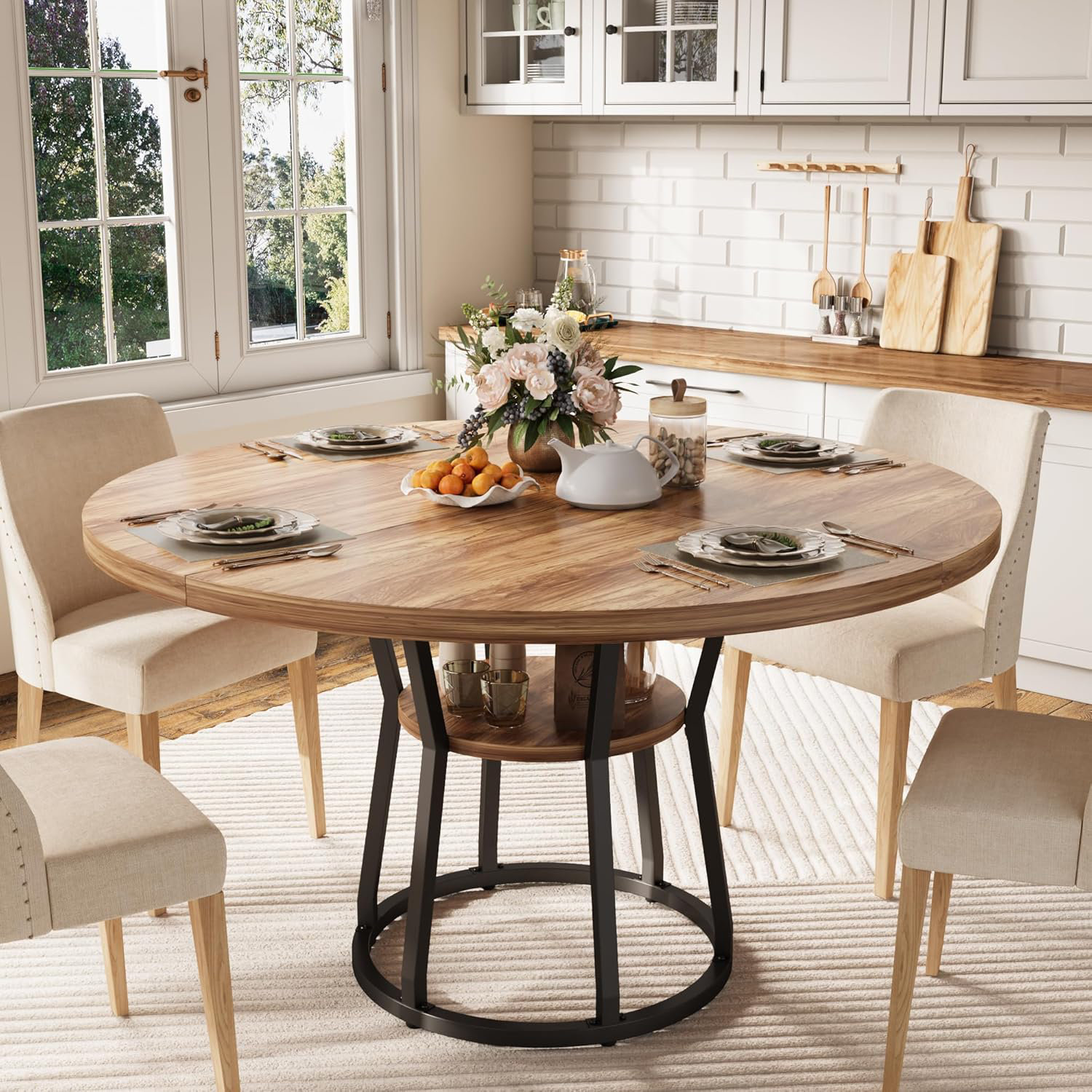 Garvee Round Dining Table for 4-6, 47.2\, image size:1500x1500