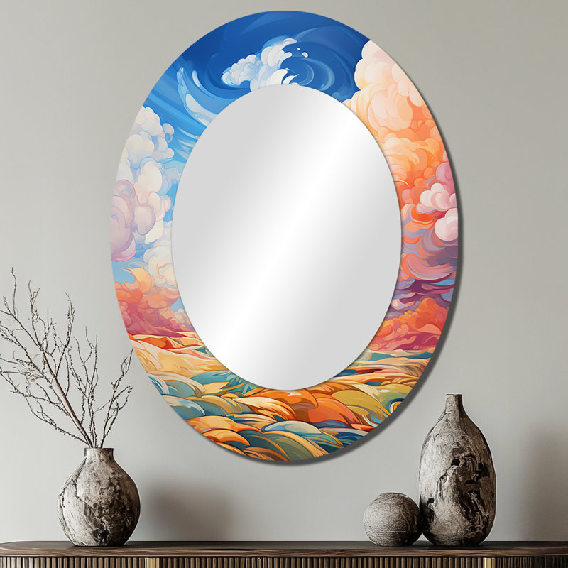 Clouds Skys Canvas VI - Modern Oval Wall Mirror, 40" x 30"