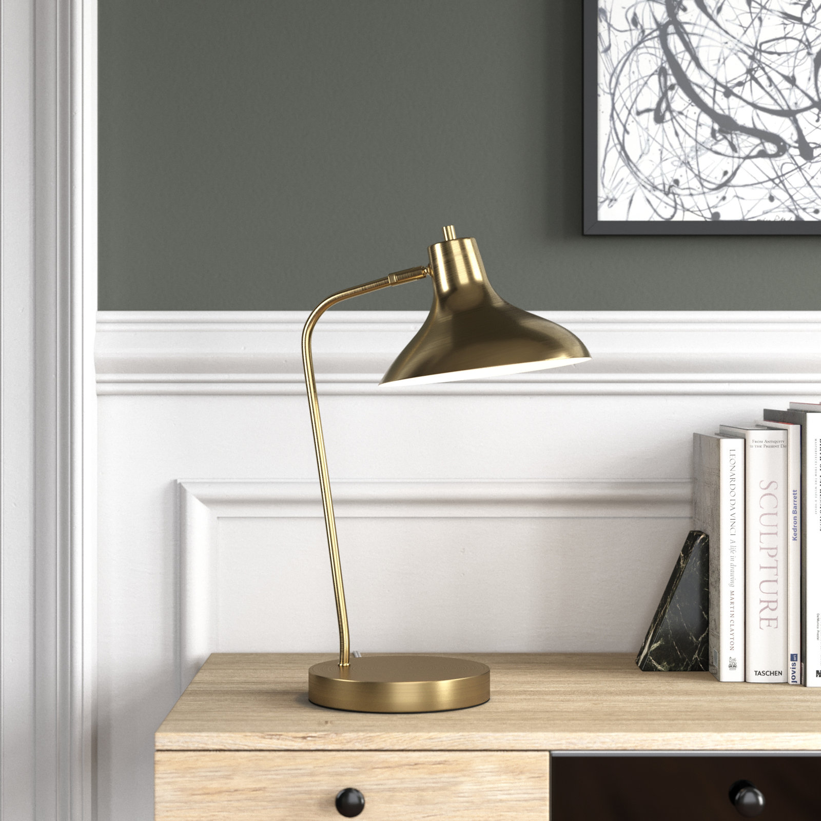 Lassell Desk Lamp, Antique Brass