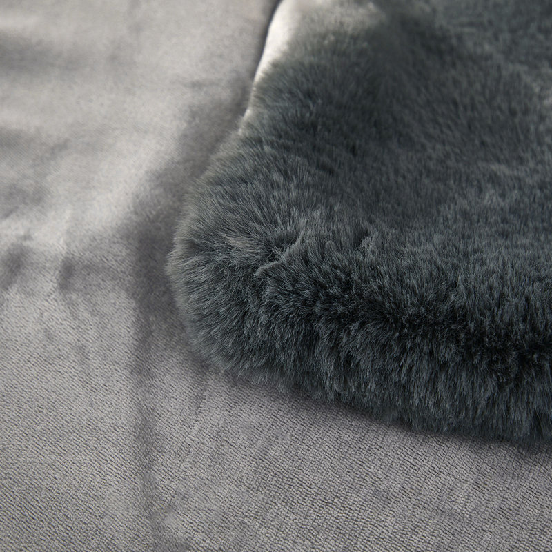 Faux Mink Throw Blanket, 39" W x 63" L, Dark Gray