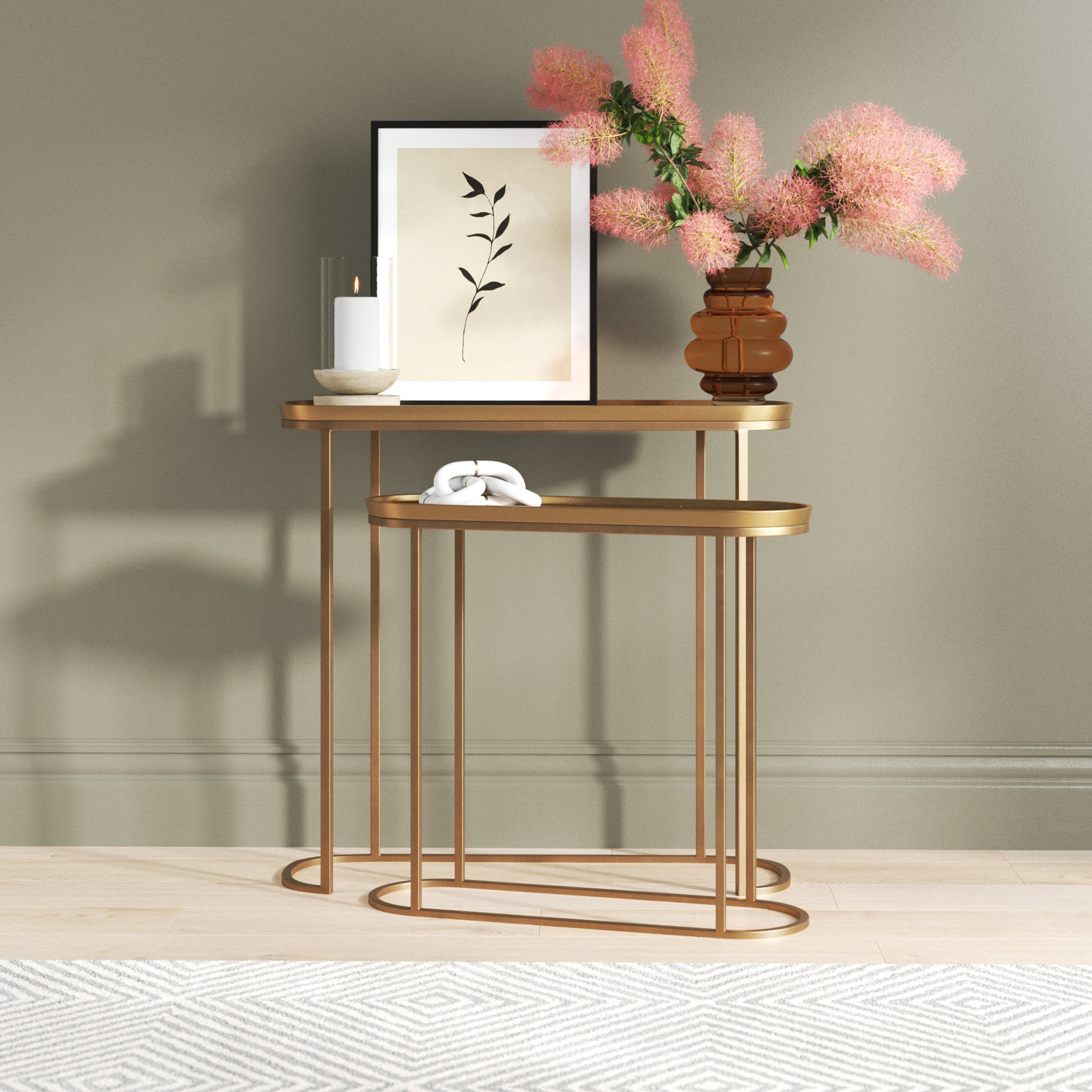 Cato 33" Console Table, Antique Brass