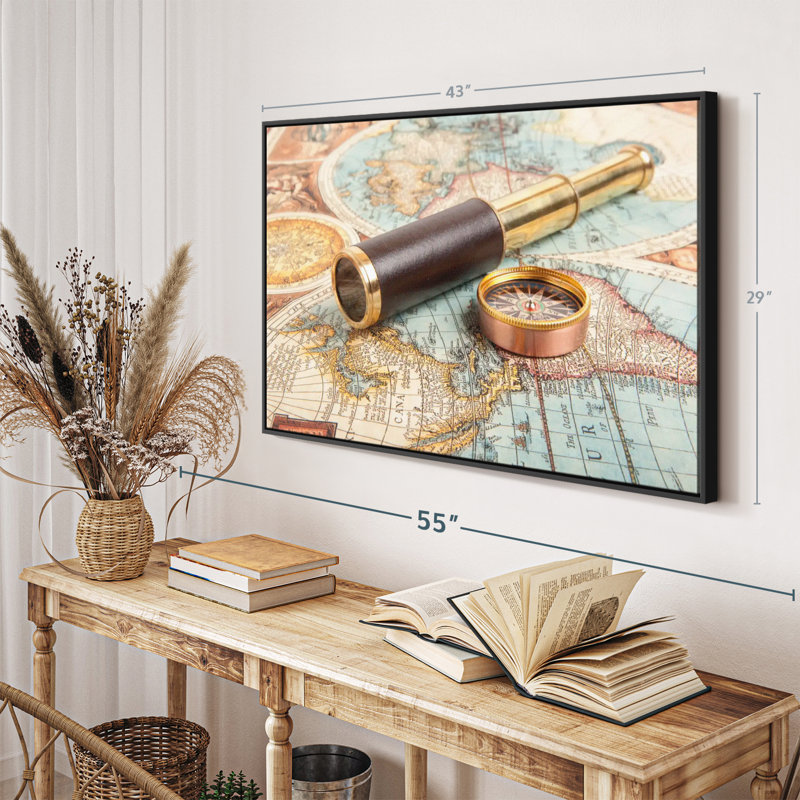 " Spyglass And Compass Canvas Print ", 29" H x 43" W