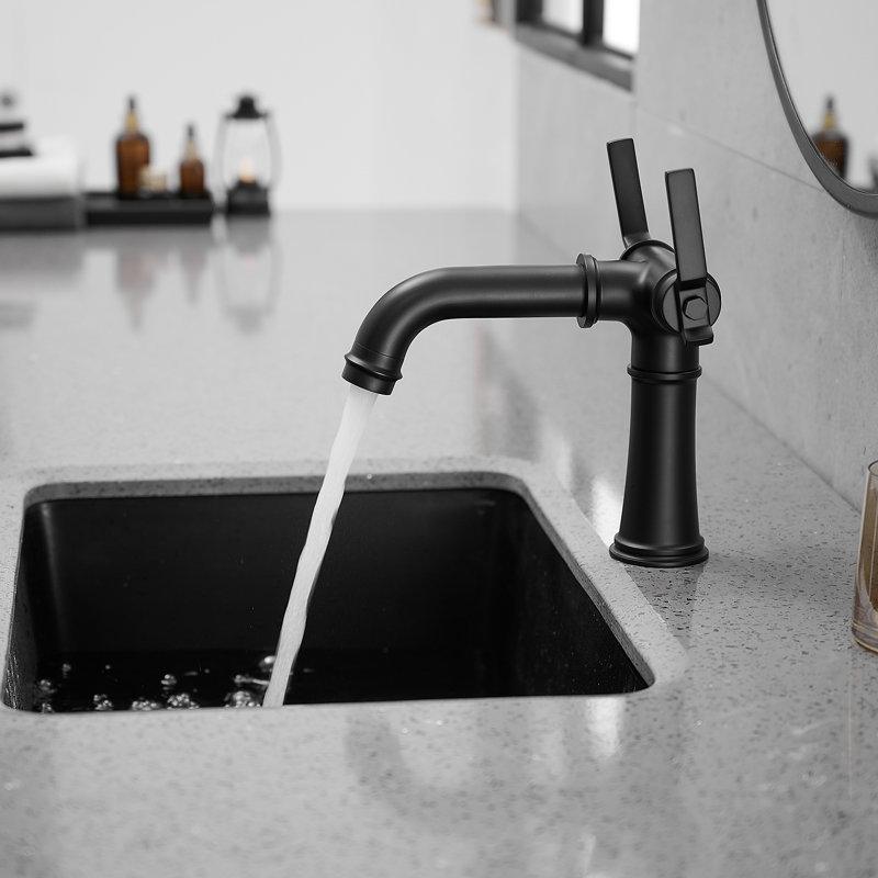 Single-Hole 2-handle Bathroom Faucet with Drain Assembly, Matte Black