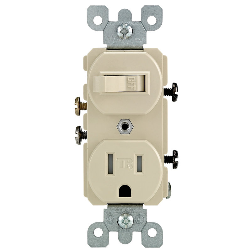 Leviton 15 Amp 125 Volt Ivory Combination Switch/Outlet 5-15R 1 Pack