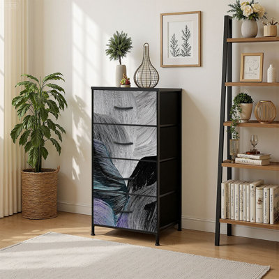 4 Drawer Vertical Storage Dresser Creative minimalist abstract art Wall decoration postcards wallpapers with Wood Top Fabric Pull Drawers by East Urban Home