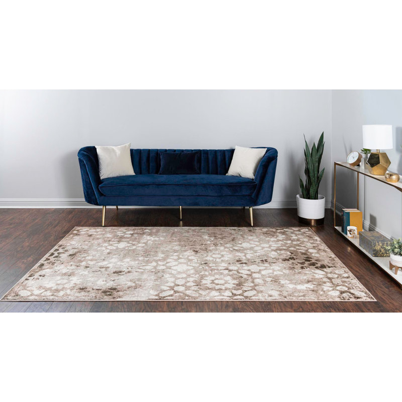 Brandt Floral Area Rug, Square 6'1", Brown/Cream