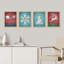 «Red and Teal Winter Christmas Tree Snowflakes», impression encadrée sur papier, 4 pièces-97770752-97770753