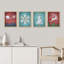 «Red and Teal Winter Christmas Tree Snowflakes», impression encadrée sur papier, 4 pièces-97770753-97770752