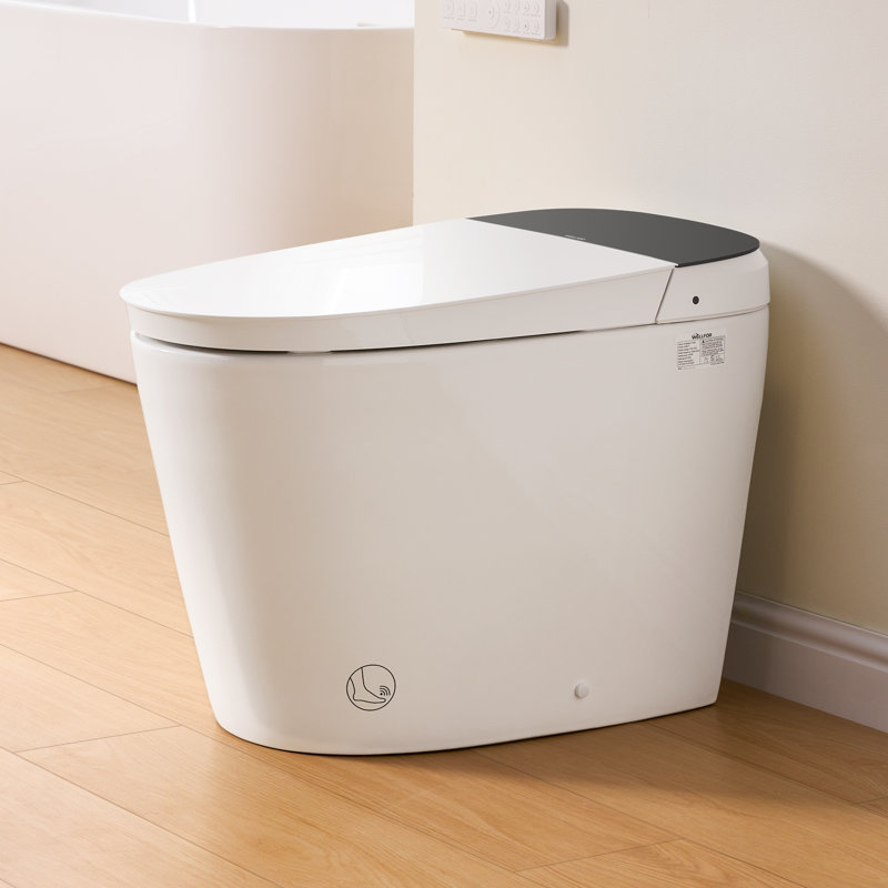 White Ceramic Elongated Smart Toilet with Heated Seat and Dryer