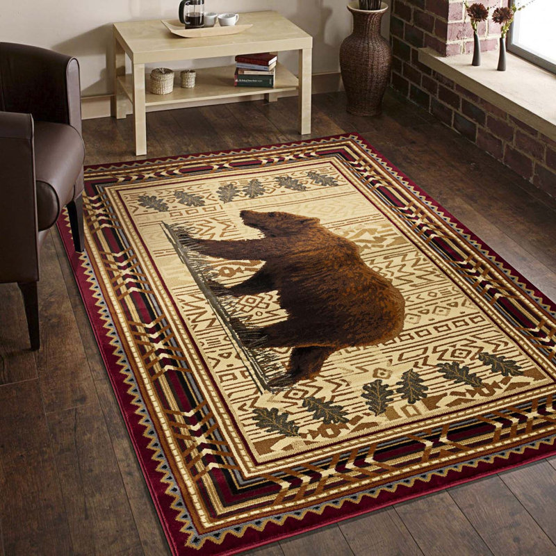 Tapis d'ours et de motifs du Sud-Ouest, tapis de couloir, Rectangle 7 pi 10 po x 10 pi 3 po