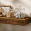 Ensemble de 2 tablettes de salle de bain flottantes pour étagère murale au-dessus de la toilette, ensemble de 2 décorations murales de style campagnard rustique brun