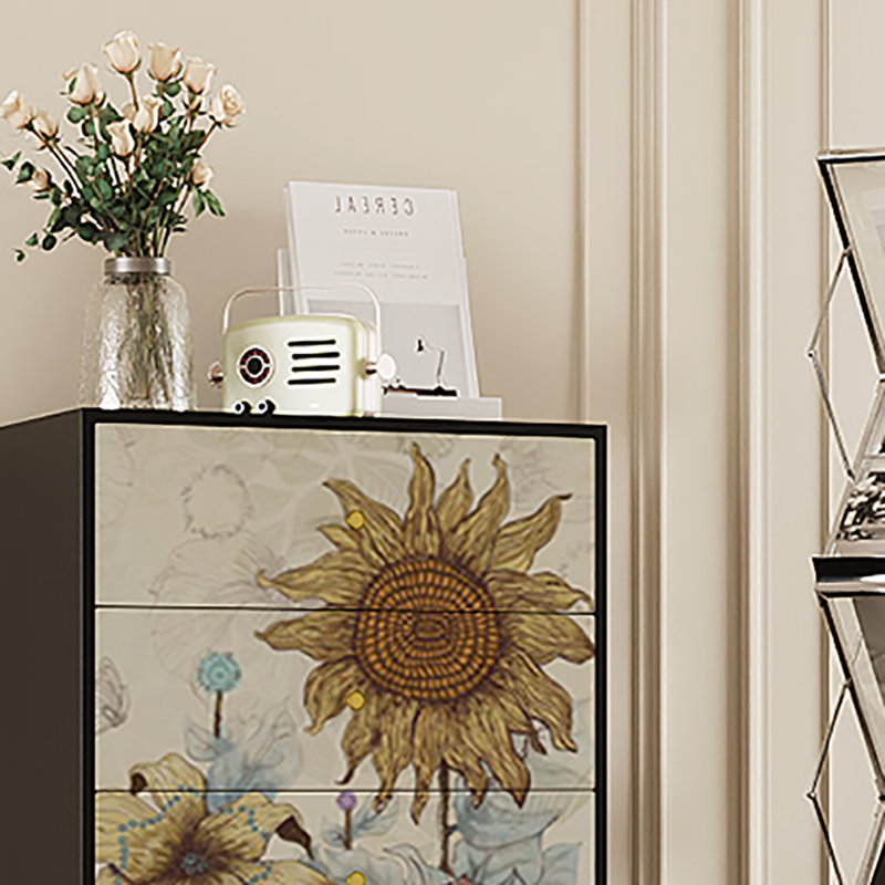 Commode 19,7 po multifonctionnelle avec tiroirs, Noir / jaune / bleu / crème