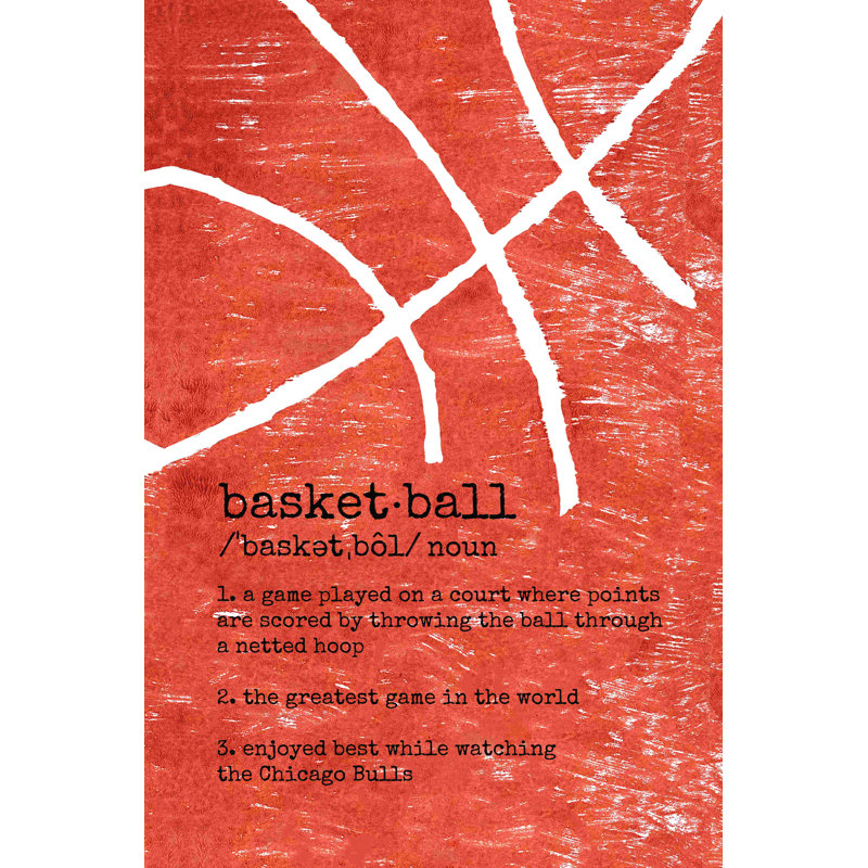 «Basketball 2», art textuel sur toile tendue, H 12 po x l 8 po