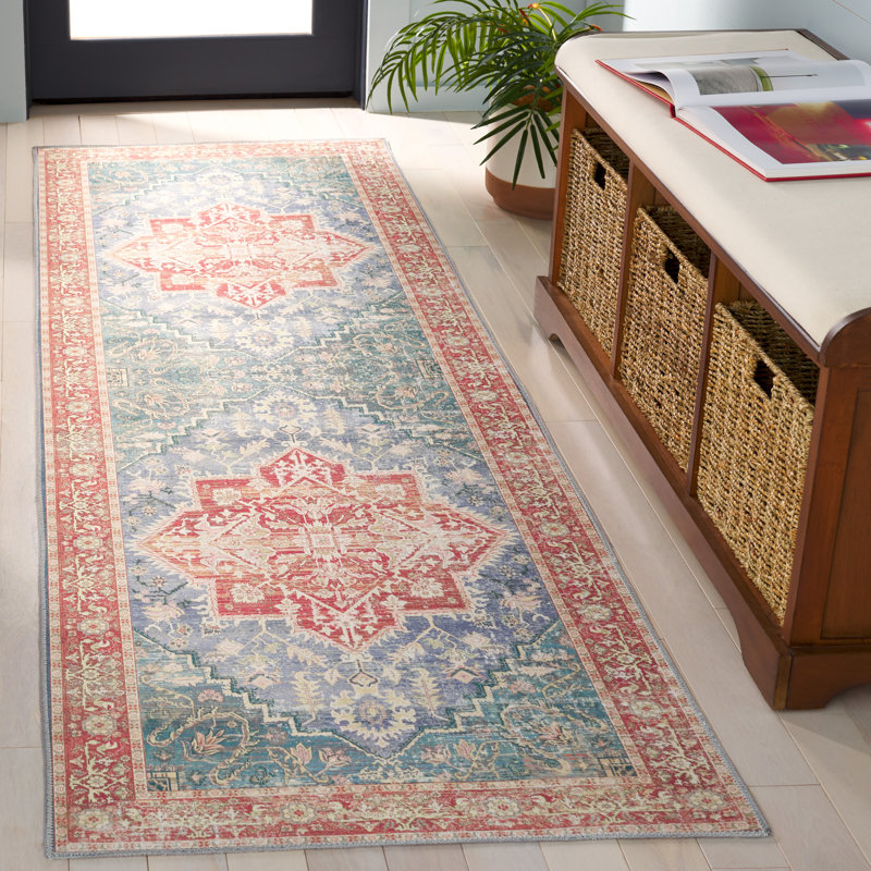 Tapis Arizona 137 bleu vert / rouille, Tapis de couloir 2 pi 6 po x 8 pi