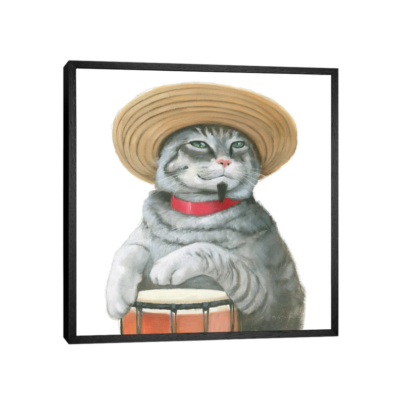 Cattitude II by Myles Sullivan - Floater Frame Print on Canvas, 93.98 cm H x 93.98 cm W, Black Framed Canvas