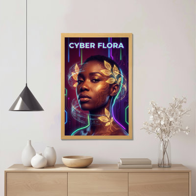 «Cyber Flora Futuristic Portrait», ensemble de 1 reproduction d'art sur toile tendue