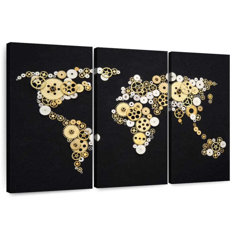 Aliaz Gear World Map, 42" H x 65" W