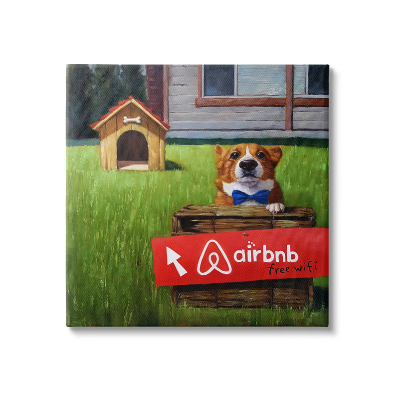 Niche amusante pour chien Doghouse Corgi par Lucia Heffernan, L 17 po x H 17 po, Toile tendue