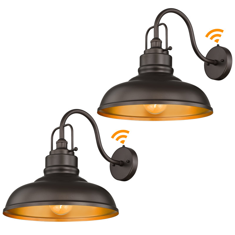2 Pack 17.7 Inch Dusk To Dawn Outdoor Barn Light, Oil Rubbed Bronze Finish