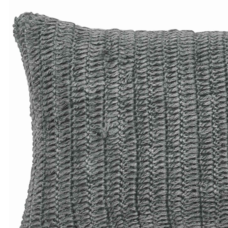 Nakeya Knitted Linen Throw Pillow, Gray, 14" x 26", Rectangle