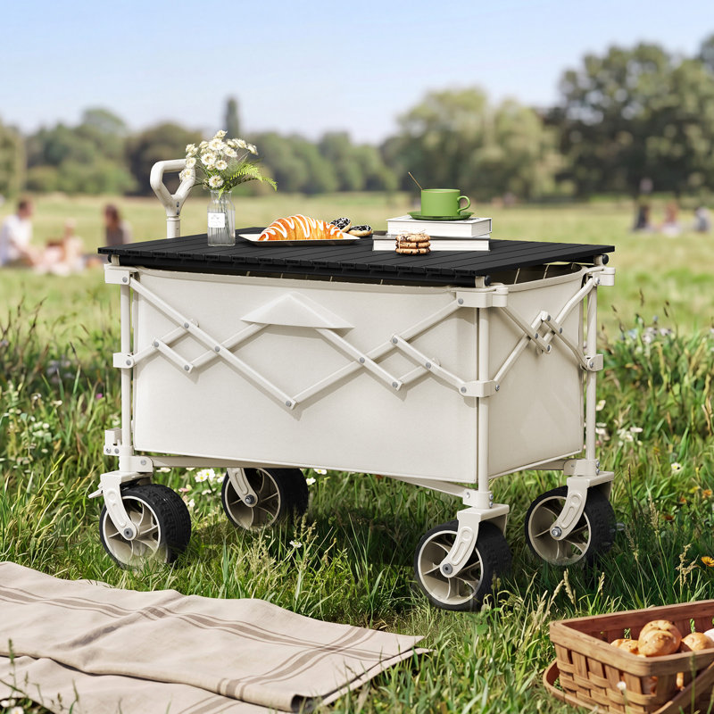 Outdoor Utility Cart with Waterproof Canopy, Beige