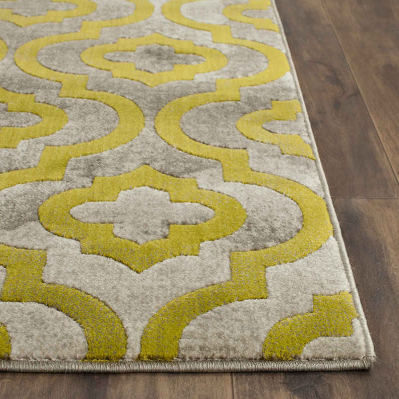 Tapis gris clair / vert Danilyn, Rectangle 4 pi 1 po x 6 pi