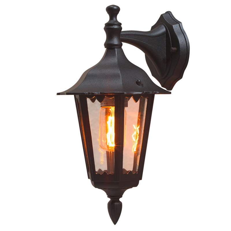 Firenze Powder Coated Finish Outdoor Wall Lantern, Black