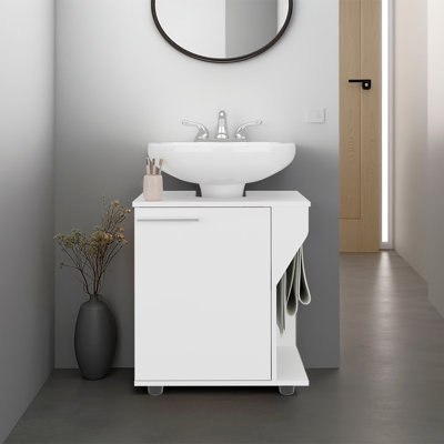 Phillips Under Sink Cabinet, Double Door Storage With Open Back For Pipes, Wide Unit, Freestanding Cabinet