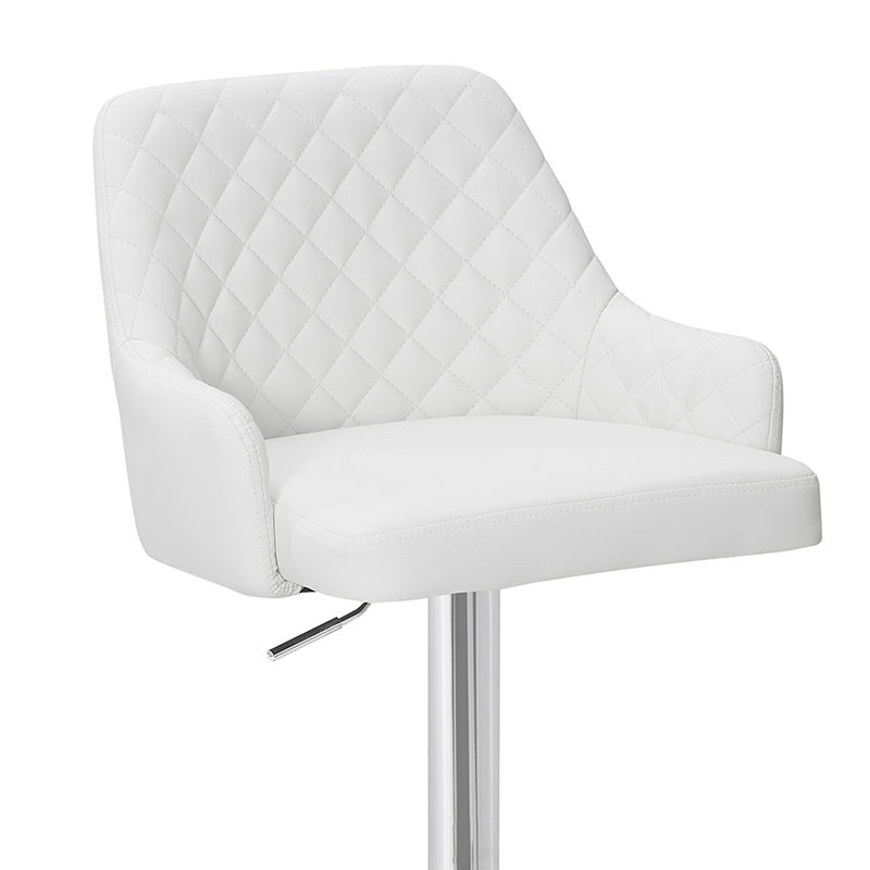 Aryelle Bar Stools Set of 4, Adjustable Counter Height Stools with Back and Arm, Modern Swivel Bar Chairs with Footrest, Upholstered PU Leather Kitchen Island Stools, White