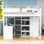 Lit mezzanine simple en bois avec tablettes de rangement, garde-robe et bureau-1680794091