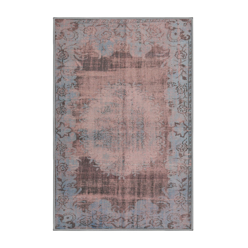 Laine Tapis décoratif bleu marine de style oriental, Rectangle 8 pi x 12 pi