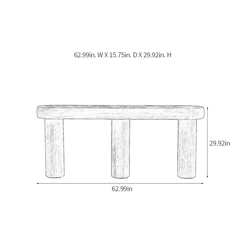 Retro Minimalist Art Console Table, 29.92" H x 62.99" W x 15.75" D