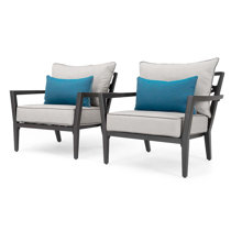 Wildon Home Calliann Patio Chair with Sunbrella Cushions (Set of 2) Outdoor Lounge Chairs