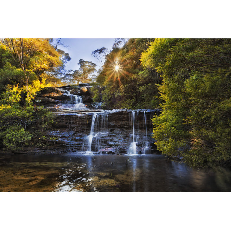 Stunning Blue Mountains Waterfall - Wrapped Canvas Print, 30cm H x 46cm W x 3.8cm D