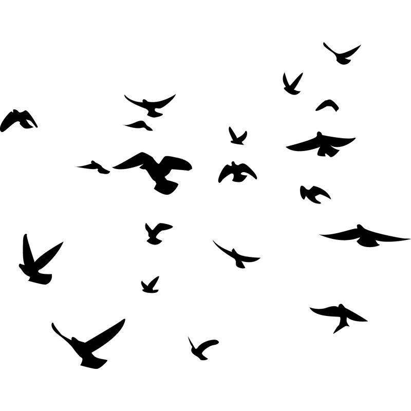 Décalcomanie murale silhouette d’oiseaux, Noir