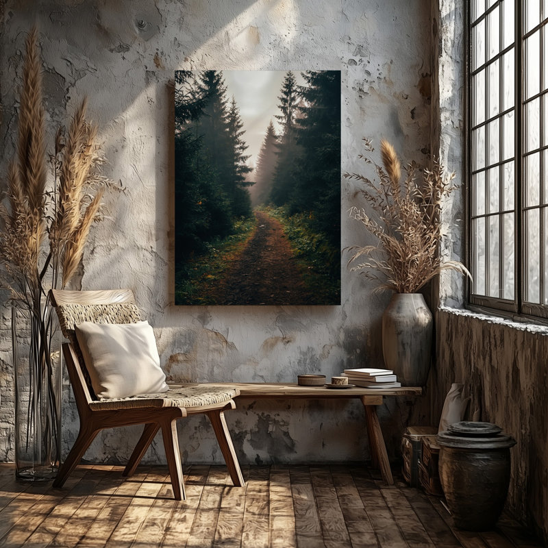 Reproduction d'art sur toile, "Tranquil Forest Scene Captured The Early Morning", art mural, H 12 po x l 9 po