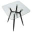 Table de comptoir carrée en verre transparent avec pieds en acier noir et style Mid-Century moderne, 4 places