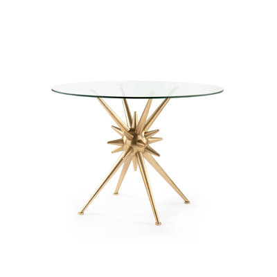 Atomic Round Glass Pedestal Dining Table