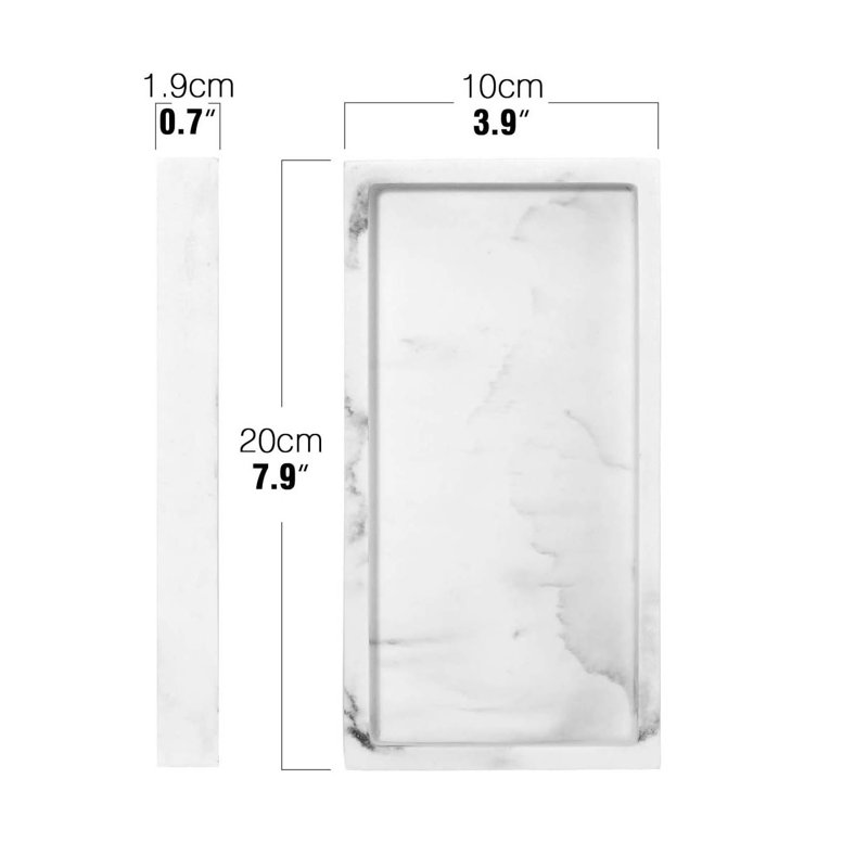 Tray, Gravel White, 20cm W x 10cm D x 1.9cm H, Rectangle