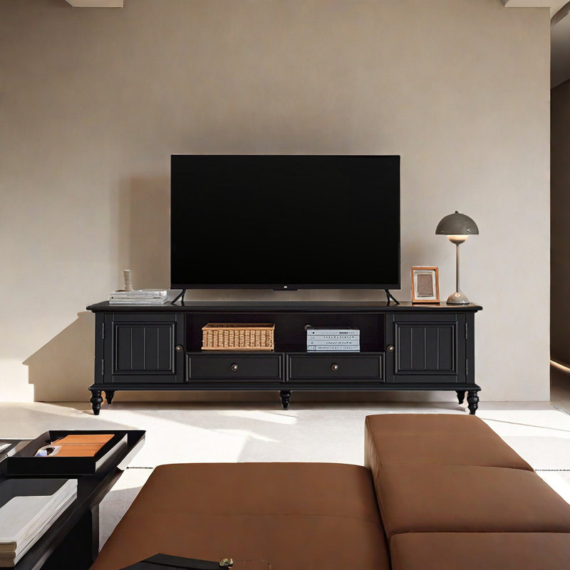 Modern style TV stand, Black, 78.74'' W X 15.74'' D X 21.65'' H