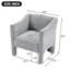 Chaise d'appoint moderne rembourrée, chenille grise, conception compacte en tonneau pour une utilisation polyvalente