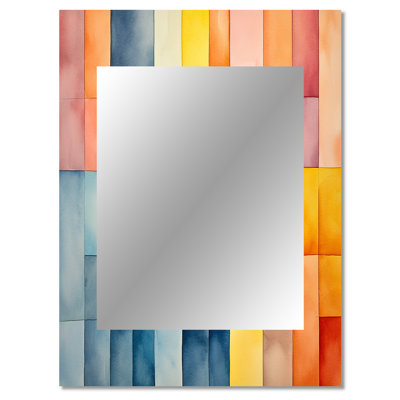 Midcentury pastel color cubes II - Multi-Color Modern Wall Mirror