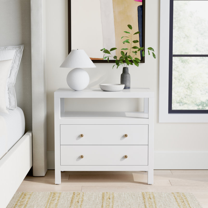 Celine 28" 2-Drawer Nightstand, Smooth White