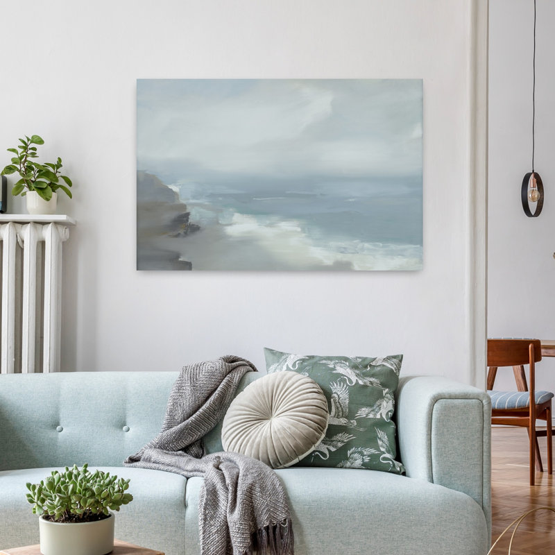 Bord de mer bleu éthéré abstrait art côtier, H 36 po x l 24 po