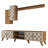 Modern TV Unit with Wall Shelf & Cabinets, Walnut & White, 70.9 x 17.3 x 13.8 inches | 100% Melamine Coated Particle Board, 0.7 inch Thickness | Geometric Design with Multiple Shelves & Wall-Mountable Feature-1345975319